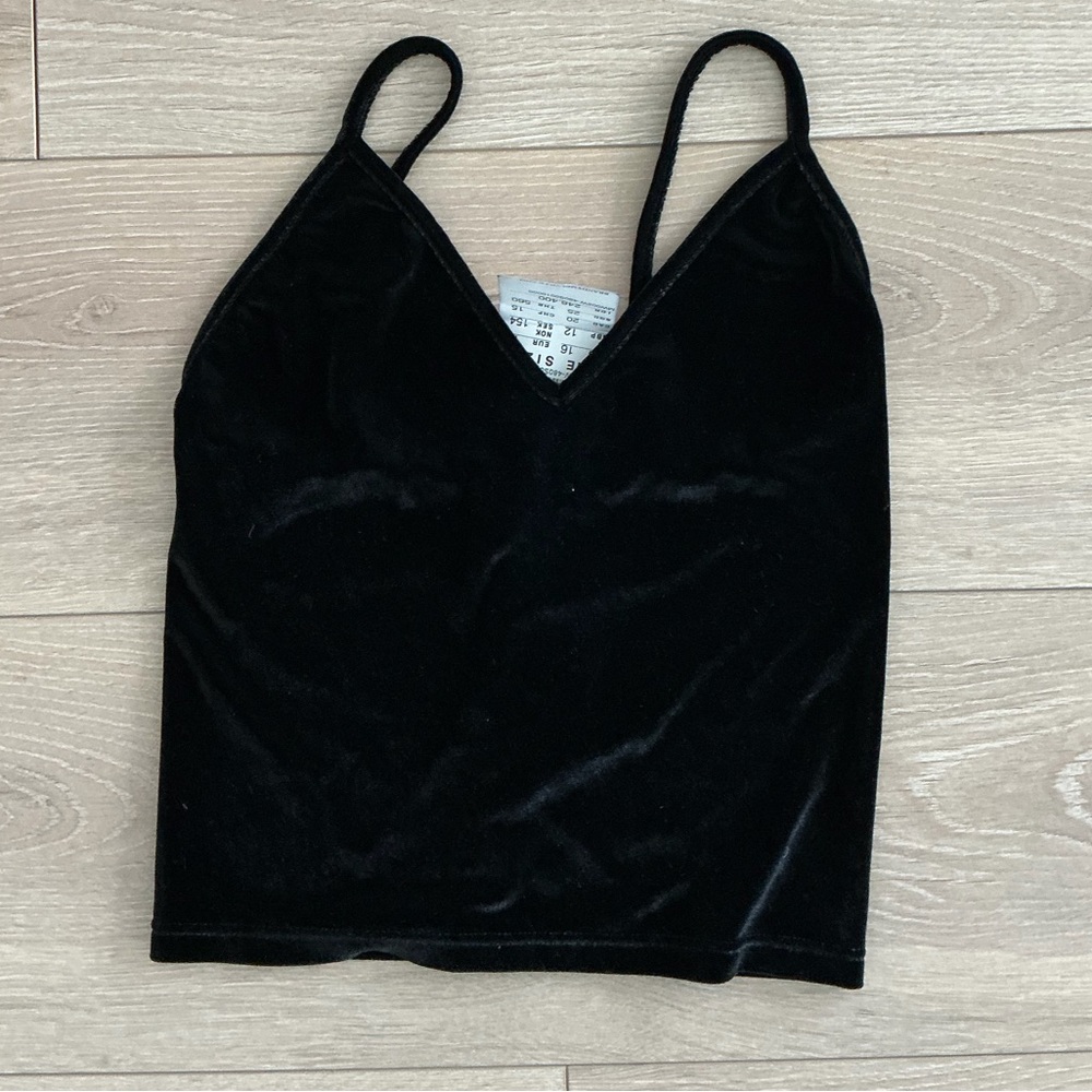 Brandy Melville black velvet tank camisole top one size NWT